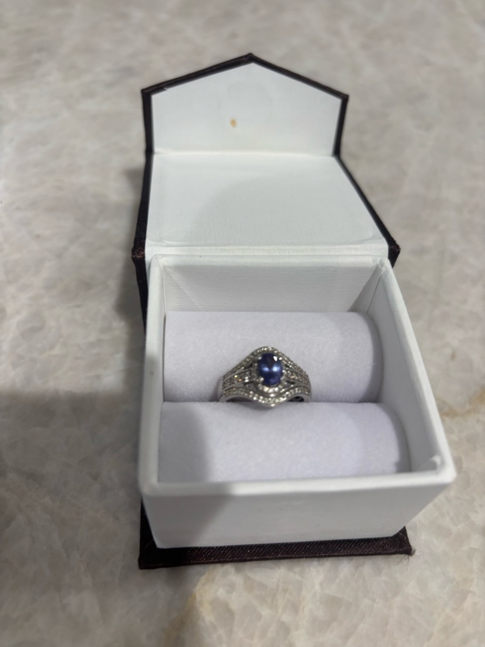 Sterling Silver Tanzanite and Diamond 925 Sterling Halo Ring - Women's Jewelry